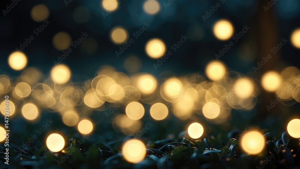 Obraz premium Blurred View of Yellow Garden Bokeh Lights: Perfect for Creative Design