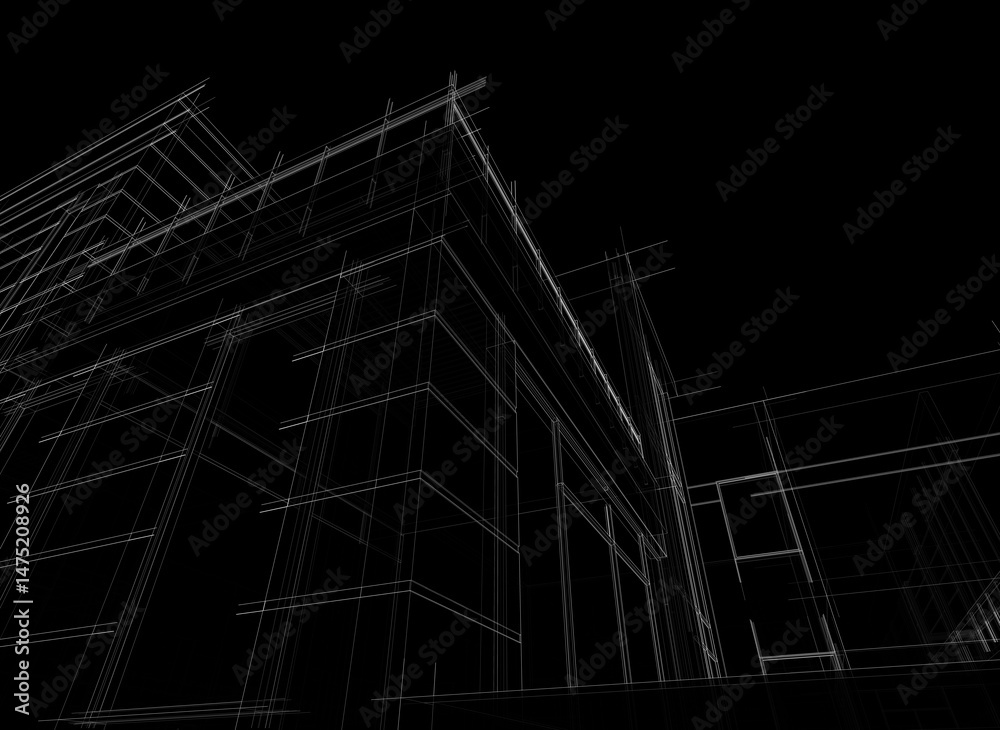 Architectural drawing of a house 3d rendering Architectural drawing of a house 3d rendering