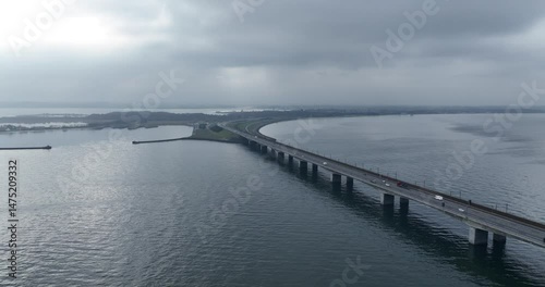 Wallpaper Mural bridge running endless in the sea, infinity bridge, transport infrastrucutre, foggy, misty, mysterious. Aerial video. Torontodigital.ca