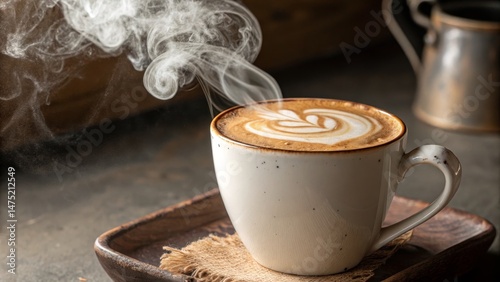 Steaming Latte Art Coffee C...