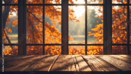 window against a backdrop of autumn gold