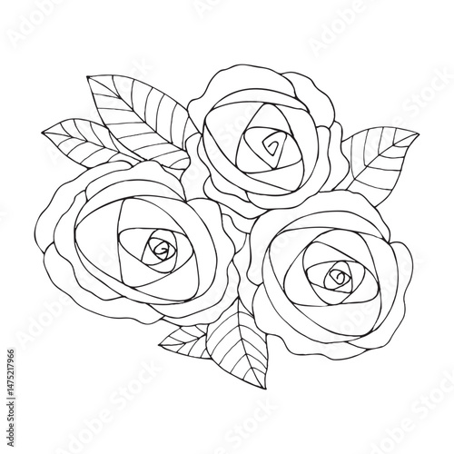 Illustration of flowers in sketch style on white background.