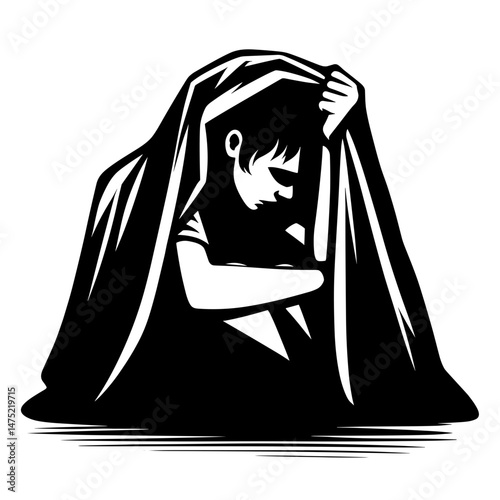 Person holding head against white background
