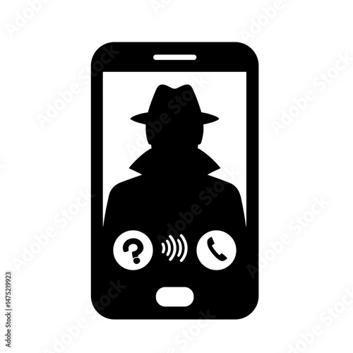 Shadowed man on smartphone screen