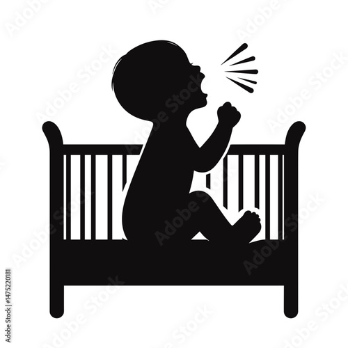Baby Crying in Crib Silhouette