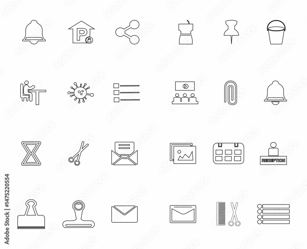 outline of different icons set outline of different icons set