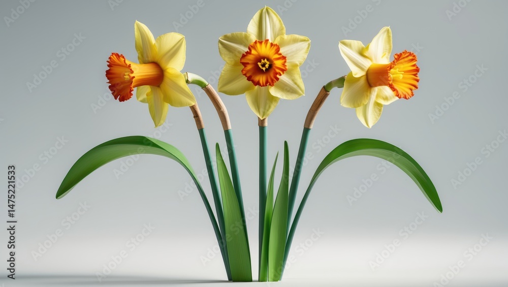 custom made wallpaper toronto digitalDaffodil Flower Alone on White Background Featuring Complete Depth of Field