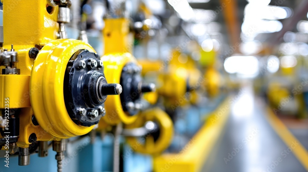 Obraz premium Close-up of a mass production assembly line for electric vehicle battery cells