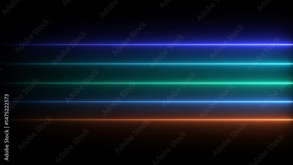 Laser lines of light. Horizontal neon light. d lines. Glowing stripes. Laser beams. light lines of movement and speed in neon color .Beautiful flash of light and sparks.