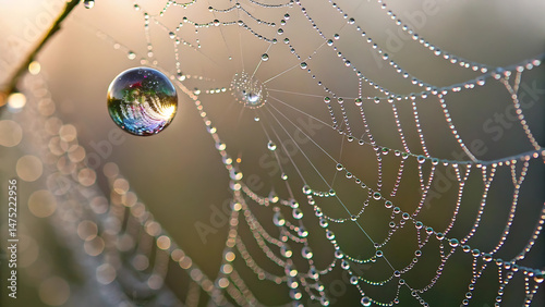 spider web with dew drops