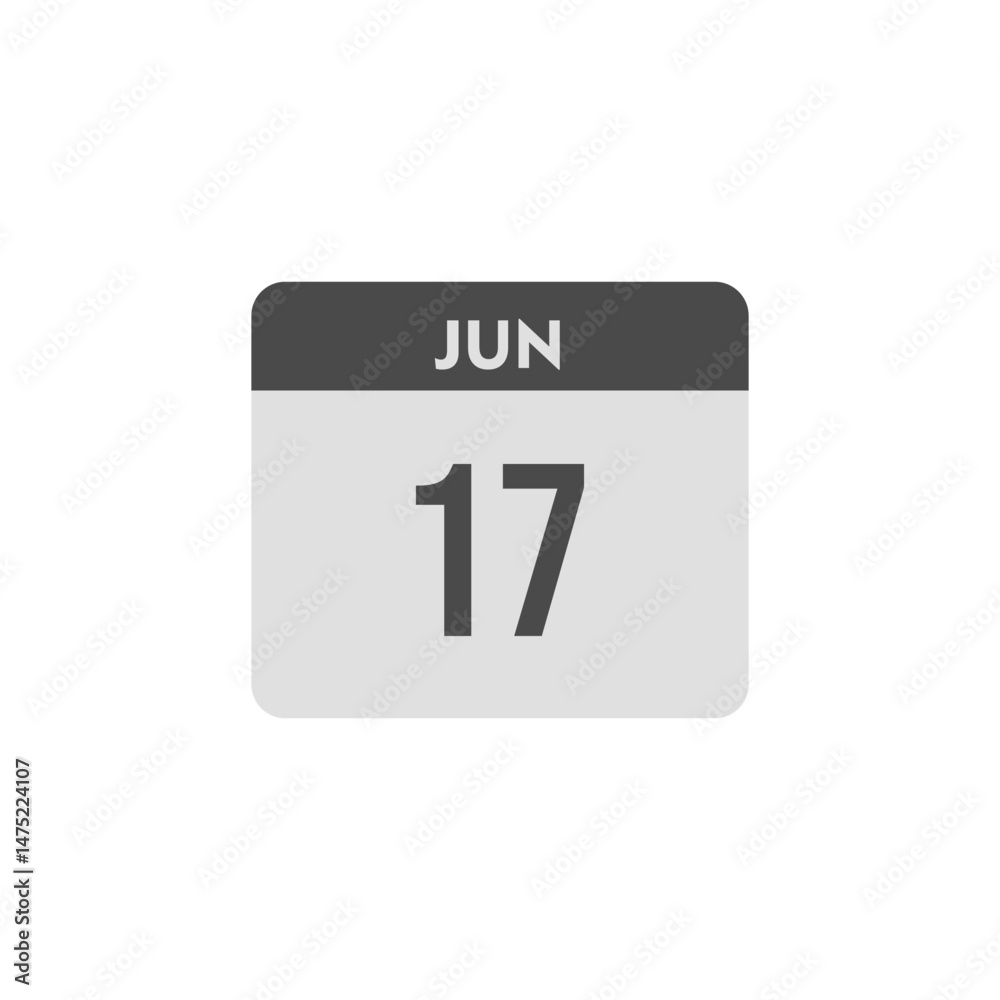 calender icon, 17 june icon with white background calender icon, 17 june icon with white background
