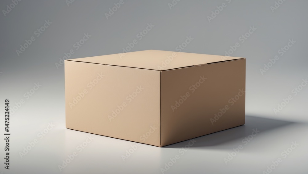 Obraz premium Small Paper Package Mockup Featuring Brown Carton and Lid on White Background