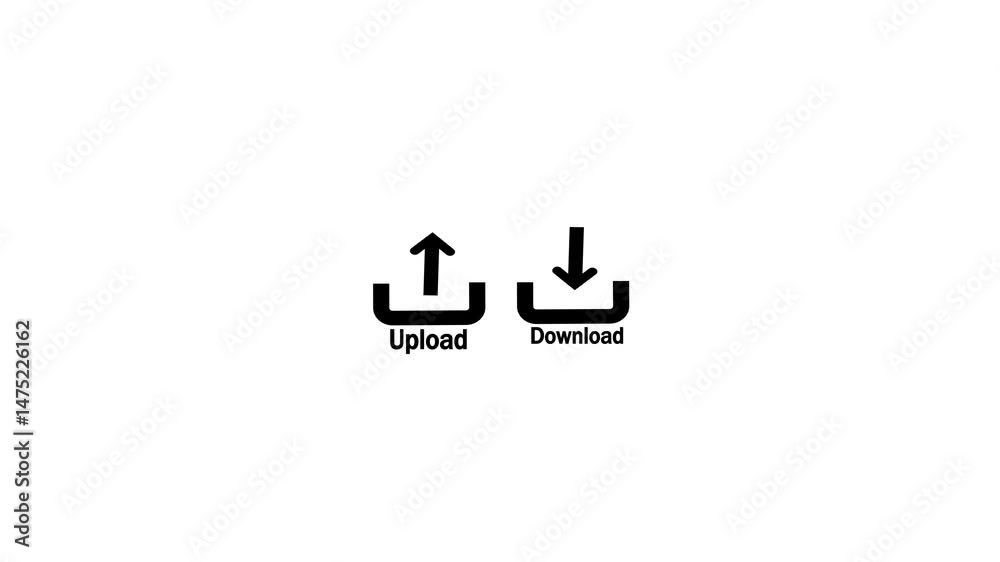 Simple Upload and Download button icon moving arrow motion with white background.