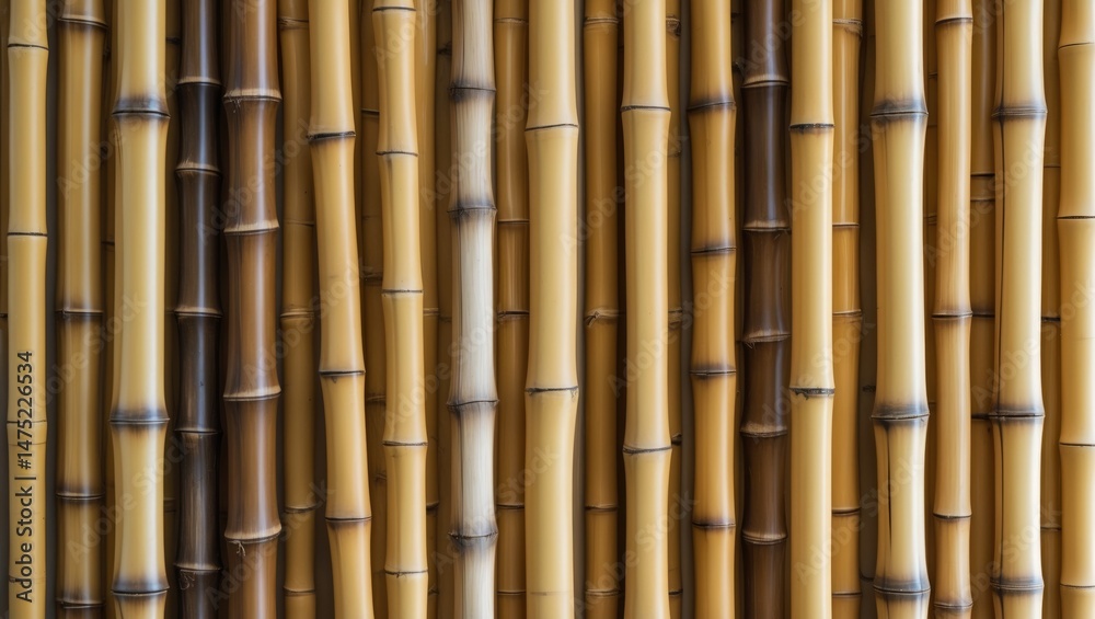 Naklejka premium Serene bamboo surface with earthy, vertical stalks in a natural, sustainable layout