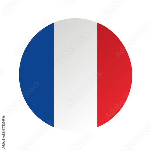 Vector illustration of the French flag on white background. 