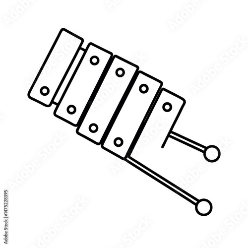 Xylophone Toy Outline Line Art Vector Illustration