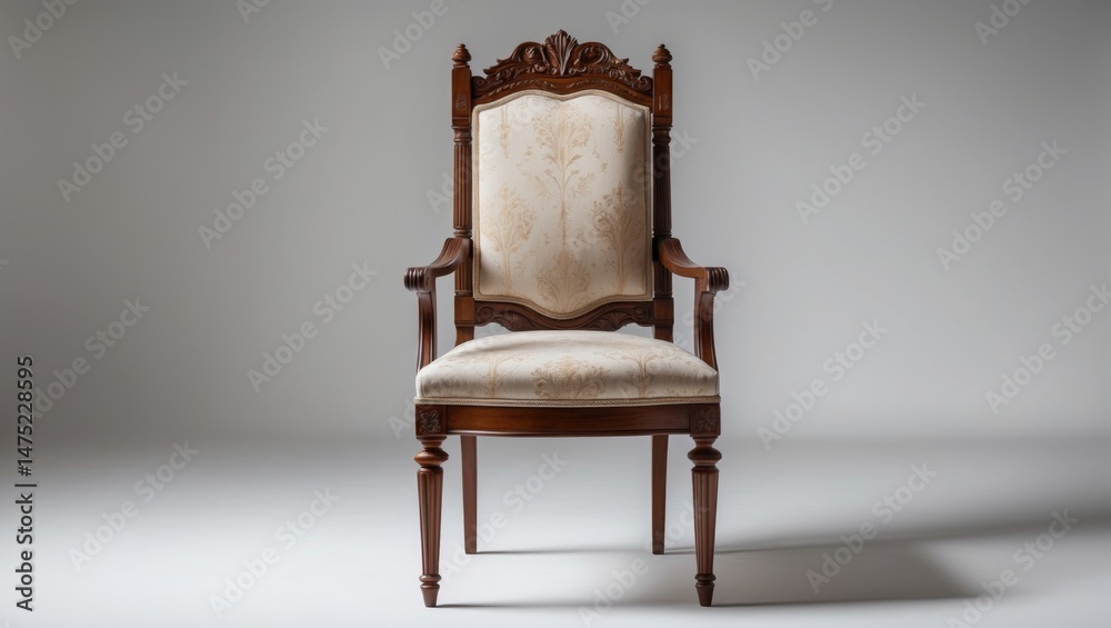 Fototapeta premium Wooden luxury chair featuring a cushion