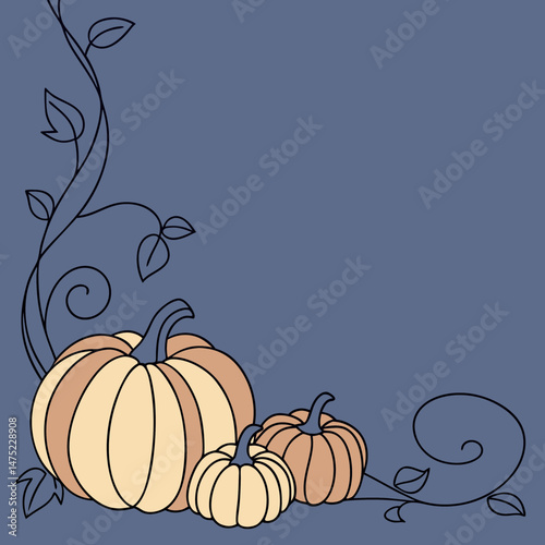 pumpkins line art style. Halloween and thanksgiving elements vector