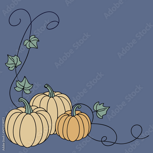 pumpkins line art style. Halloween and thanksgiving elements vector