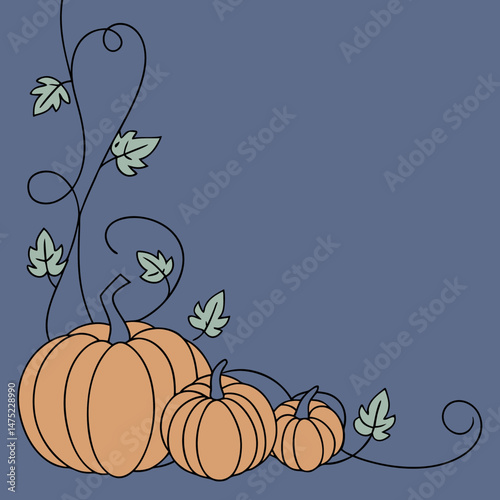 pumpkins line art style. Halloween and thanksgiving elements vector
