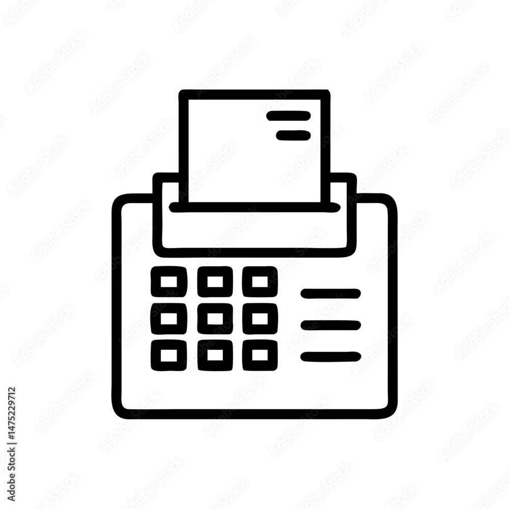 Retro calculator with printed receipt on a minimalist background Retro calculator with printed receipt on a minimalist background