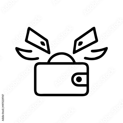 Wallet with Money Flying Out in Minimalist Style  
