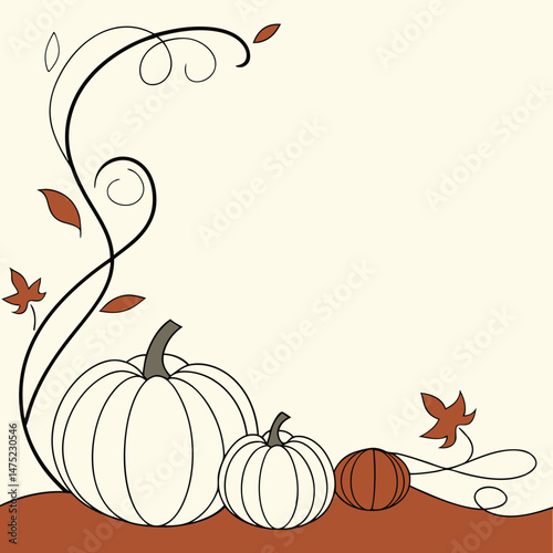 pumpkins line art style. Halloween and thanksgiving elements vector
