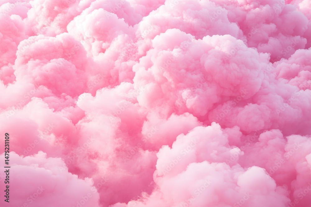 Fototapeta premium Pink Clouds Abstract View from Above Dreamy Cotton Candy Sky Background Texture Pastel Color