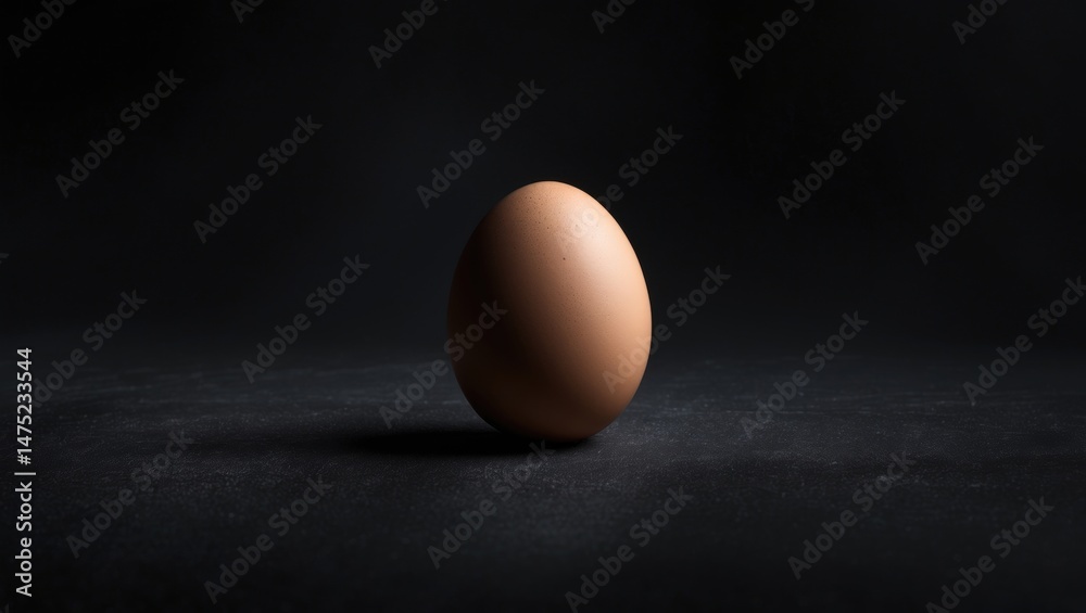 Single Chicken Egg Against Black Background Single Chicken Egg Against Black Background