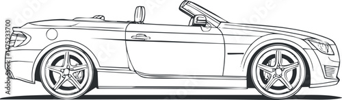 Side view illustration of a modern convertible sports car with open roof and stylish design
