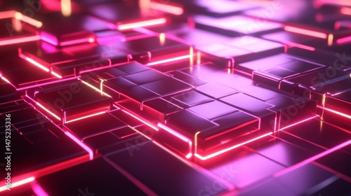 Dynamic neon grid design digital art abstract futuristic close-up visual innovation