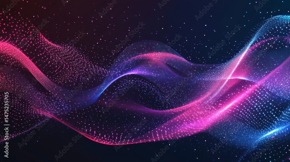 Fototapeta premium Dynamic waves of colorful light digital art abstract background vibrant environment futuristic concept