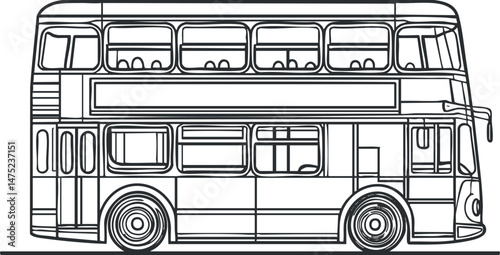 Side view outline of a double decker bus used for public transportation and city tours