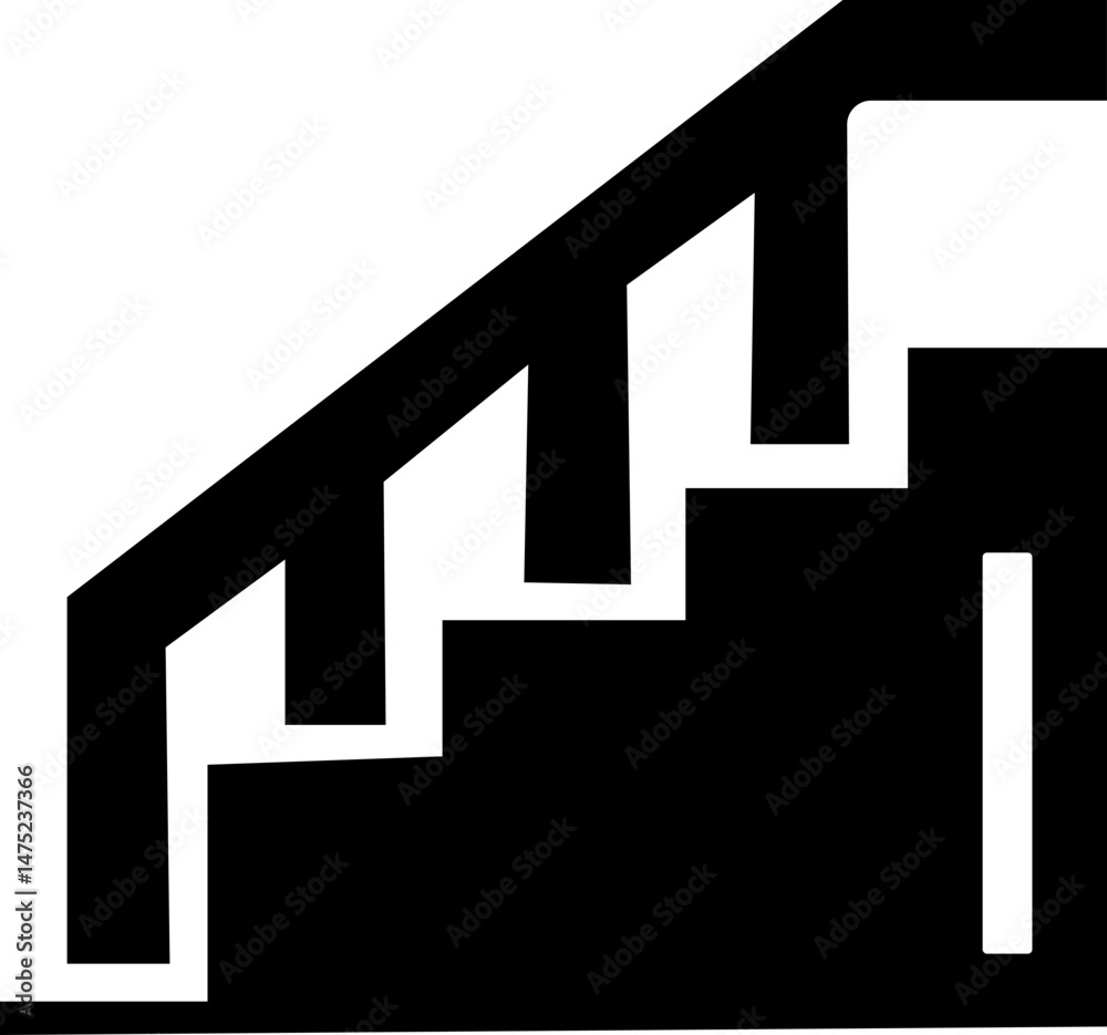 Surreal ladders. Abstract geometric elements of modern stairs, retro black monochrome stairs with geometric shapes. Vector isolated set, isolated on transparent background
