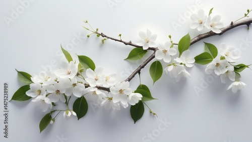 Wallpaper Mural Top-down view of a flower branch isolated on background with space for writing, flat lay style Torontodigital.ca