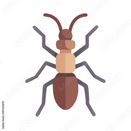 Simple flat ant illustration on black background graphic element