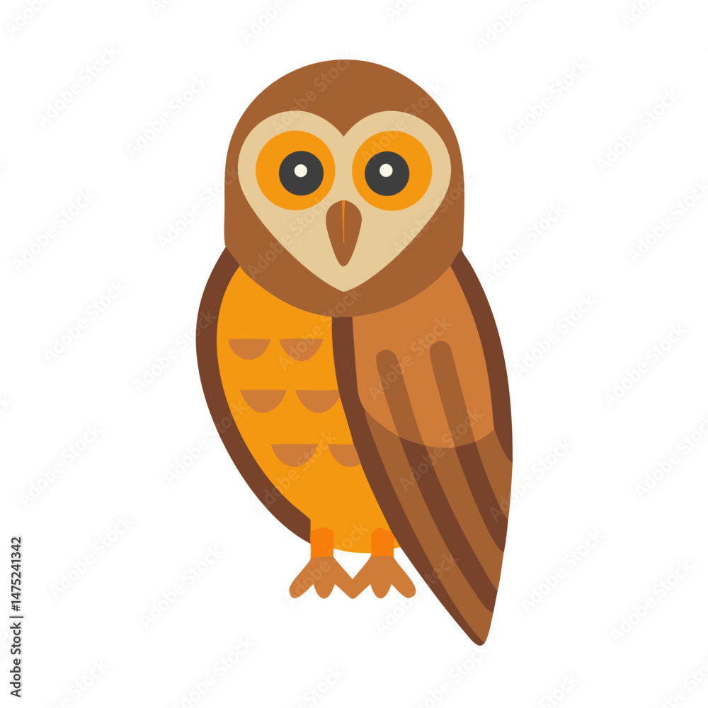Obraz premium Cartoon owl illustration with simplistic flat design and colors
