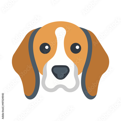 Cute cartoon beagle dog head illustration on black background