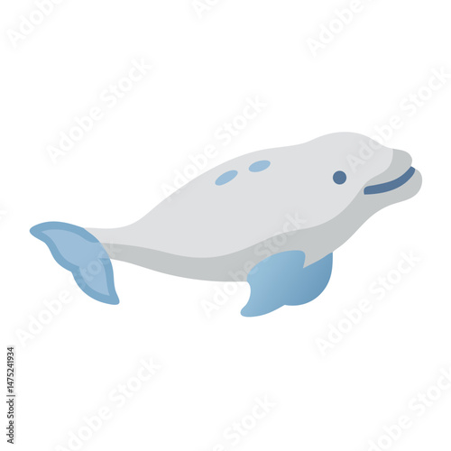 Beluga whale simple illustration against black background