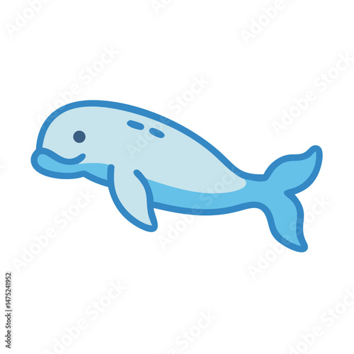 Beluga whale illustration in flat style on black background
