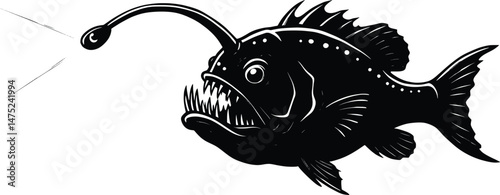Vector Illustration of a Deep Sea Anglerfish A Unique Animal Vector Graphic