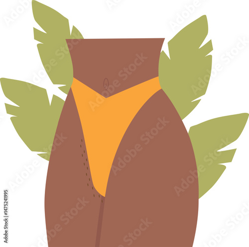 Bikini intimate and hygiene illustration. Hair removal area icon. Women's health, body positive