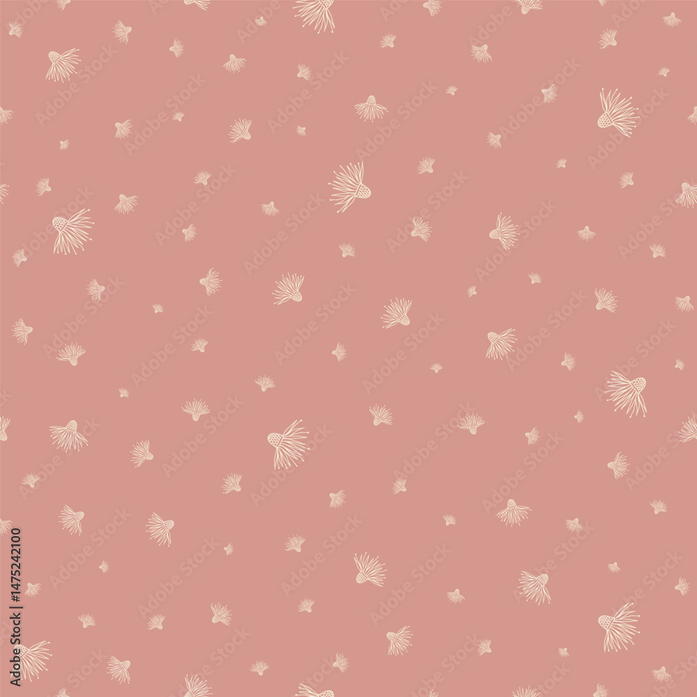 Pastel colors meadow seamless pattern. Leaves and flowers spring simple background. Blossom garden Pastel colors meadow seamless pattern. Leaves and flowers spring simple background. Blossom garden