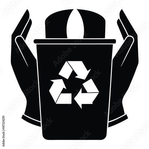 Hands Holding Recycling Bin