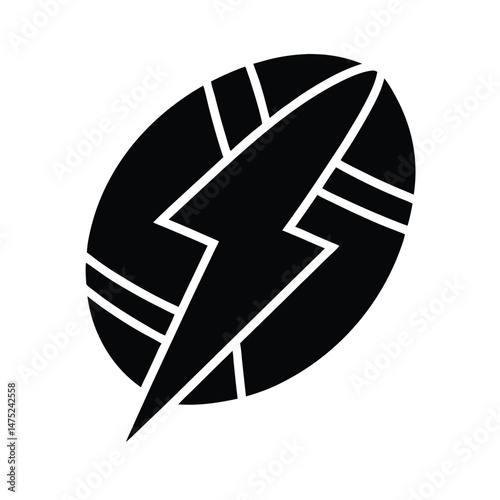 Abstract coffee bean symbol incorporating a lightning bolt icon represents energy and speed for coffee and caffeine