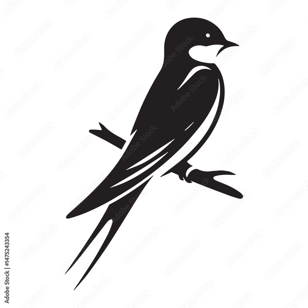 Obraz premium Crisp and clean Swallow silhouette – Swallow illustration – Minimalist Swallow vector – Bird silhouette