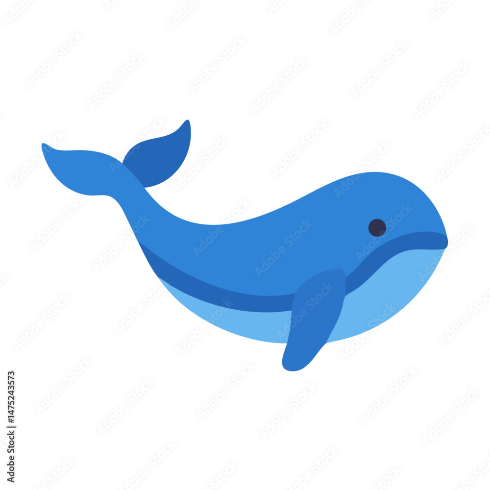 Obraz premium Simple blue whale illustration against a solid black background