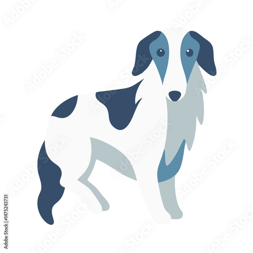 Stylized illustration of Borzoi dog breed on dark background