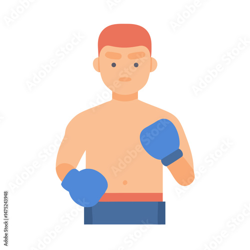 Illustration of a boxer in fighting stance on black background