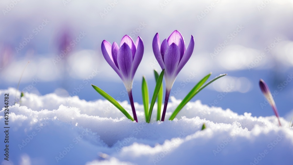 Fototapeta premium Exquisite details of purple crocus blossoms